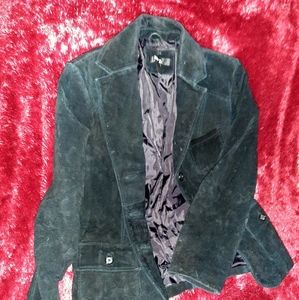 womens black genuine leather button jacket